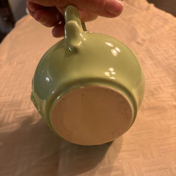 Vintage McCOY Lime Green Small Pitcher ~ Grape Leaf Design USA. 5.5" Tall. MINT - Picture 4 of 5